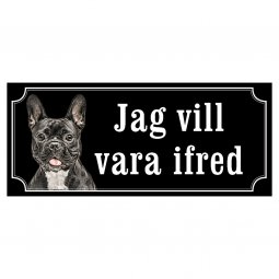 Fransk bulldogg svart/vit gammaldags stil emaljskylt hund