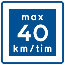 E11-4 max 40 hastighetsskylt. Rekommenderad lägre hastighet
