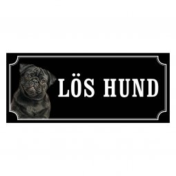 Mops svart gammaldags stil emaljskylt hund