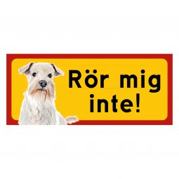Dvärgschnauzer gul/röda hundskyltar - liggande