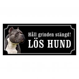 American bully mörkgrå/vit gammaldags stil emaljskylt hund
