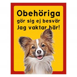 Röd/gul hundskylt, Papillion hundskyltar, hundskyltar